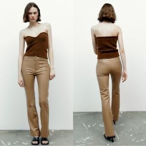 NWT Zara Faux Leather Flared Pants